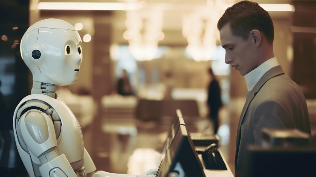 anthropomorphic robot that performs regular human job